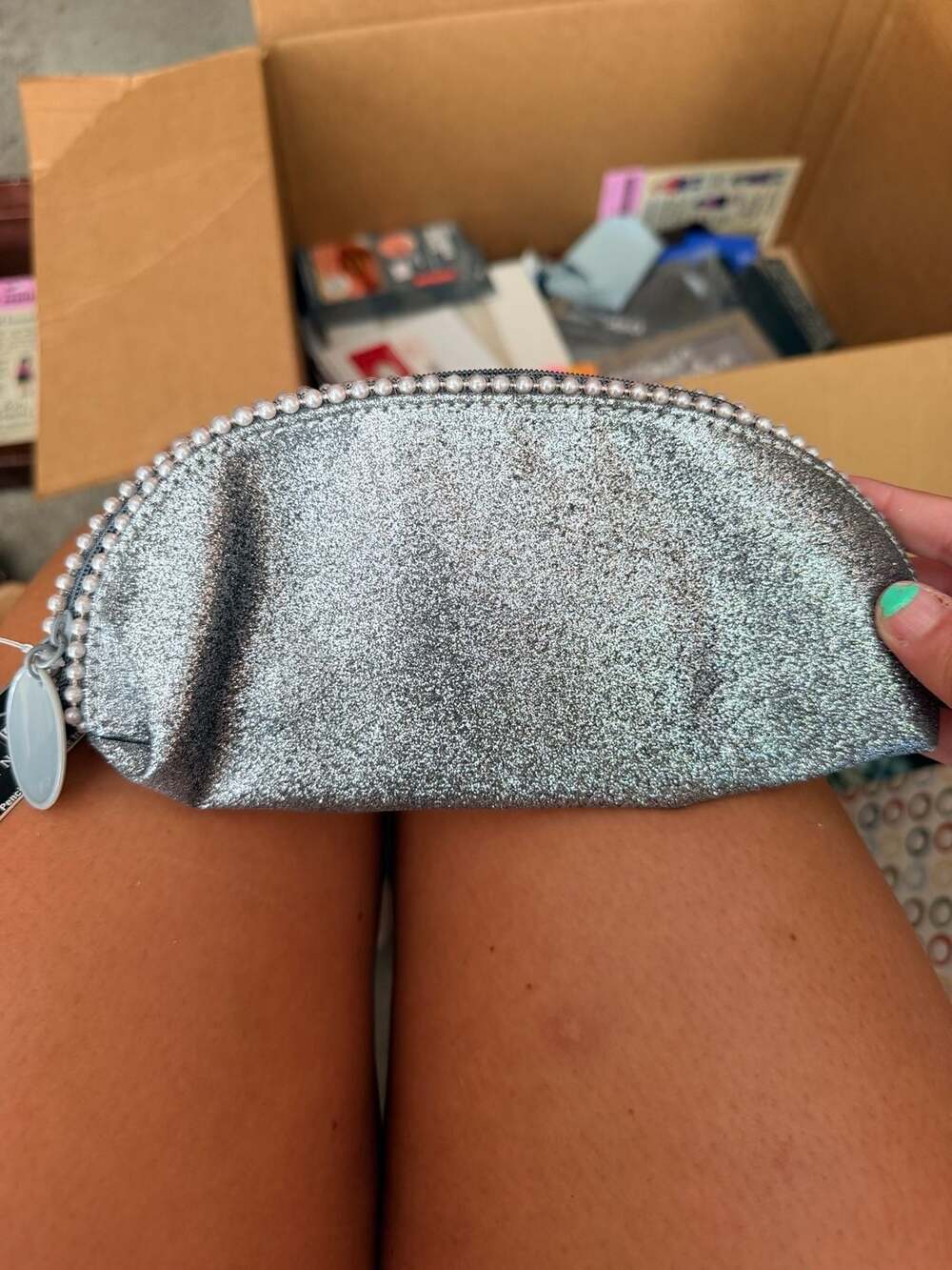 MAC Cosmetics Silver Glitter Makeup Bag Pouch